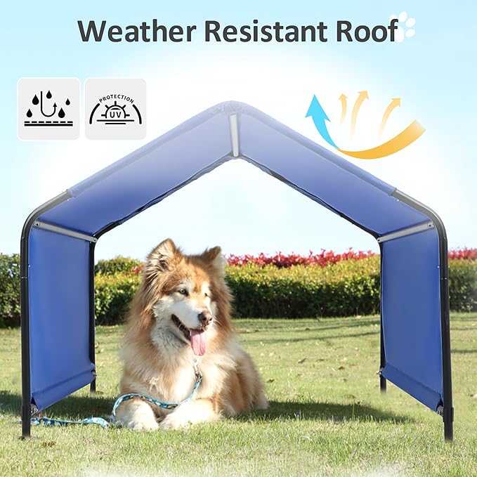 Dog Shade Shelter Outdoor Tent for Large Medium Dogs, 4'x4'x3' Outside Sun Rain Canopy Pet House for Cats Pigs Livestock with Waterproof Roof Ground Nailsï¼_lue