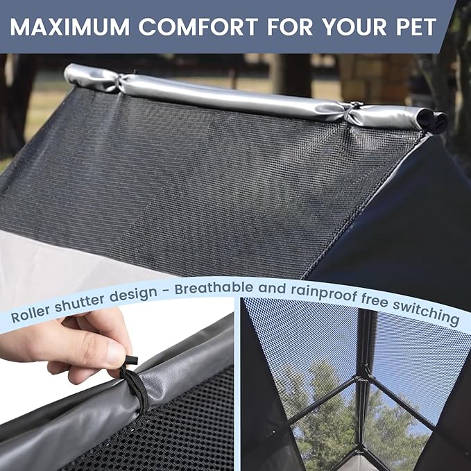 48 Durable Dog House Cover - Waterproof & UV-Resistant 600D Oxford Fabric Canopy for Outdoor Kennels - Cover Only, Fits 36"x30"x44" Houses - Protective Large Breed Shelter Top - Cool Grey
