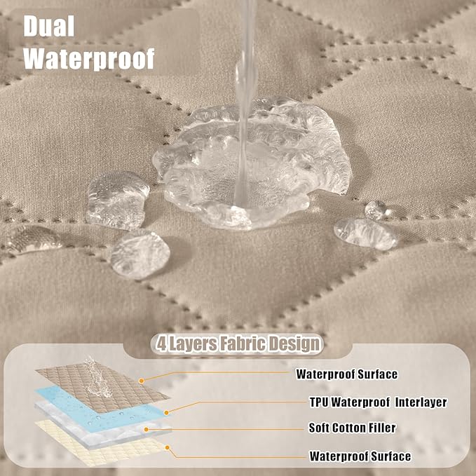 Smiry Waterproof Dog Blanket, Soft Dog Bed Cover Pet Blanket, Reversible Couch Cover for Dogs Washable, Pet Couch Covers for Sofa Furniture Protector for Puppy Cat (68x82 Inch, Taupe/Beige)