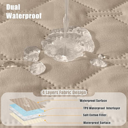 Smiry Waterproof Dog Blanket, Soft Dog Bed Cover Pet Blanket, Reversible Couch Cover for Dogs Washable, Pet Couch Covers for Sofa Furniture Protector for Puppy Cat (68x82 Inch, Taupe/Beige)