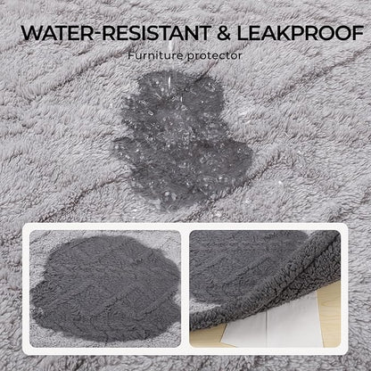 Waterproof Pet Blanket, Liquid Pee Proof Dog Blankets for Sofa Bed Couch, Reversible Sherpa Fleece Furniture Protector Cover for Small Medium Large Dogs Cats,Light Grey Largeï¼65" x 57"ï¼