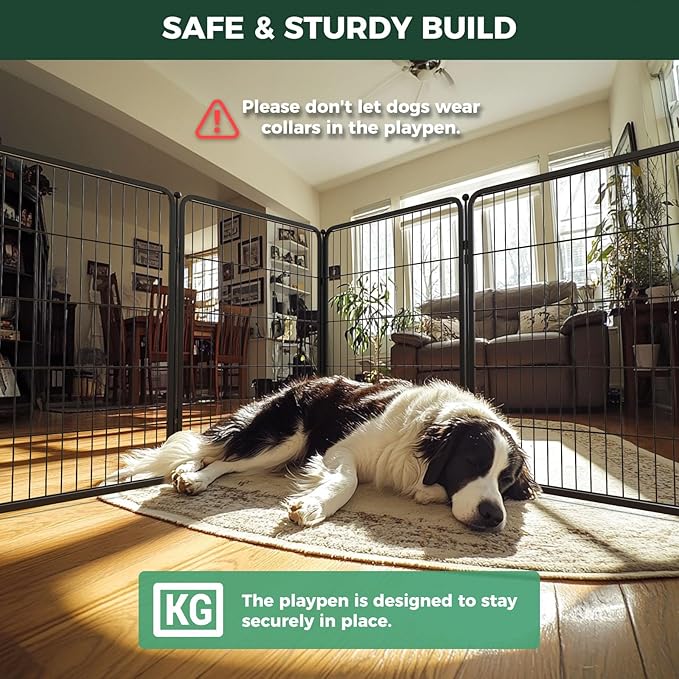 FXW Homeplus Dog Playpen for Indoor Use - Stress-Free and Safe Play, Heavy Duty 40 Inch 12 Panels Dog Pen for Medium and Large Dogs, Black_atented