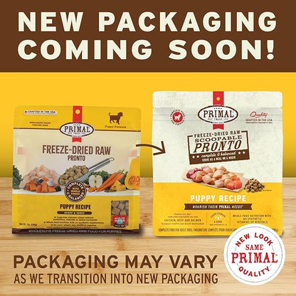 Primal Puppy Dog Food, Freeze Dried Dog Food, Pronto; Scoop & Serve, Complete & Balanced Meal; Also Use As Topper or Treat; Premium, Healthy, Grain Free, High Protein Raw Dog Food (25 oz)