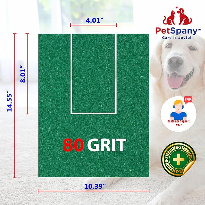 4 PCS Premier Self-Adhesive Sandpaper14.55x10.39 inch, 80 Grit  Dog Nail Scratch Pad Replacement Paper _andpaper for Dog Nail Scratch Board with Treat Box (Green)