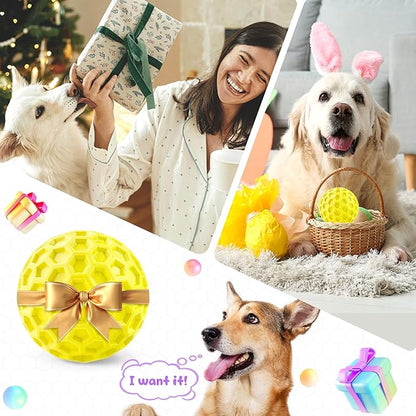 Squeaky Dog Toys for Aggressive Chewers, Indestructible Dog Balls for Aggressive Chewers, Squeaky Balls for Dogs,Interactive Dog Toys for Large Dogs,Funny Dog Squeaky Ball Heavy Duty Dog Toy