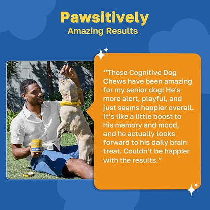 Happy Paws Cognitive Supplement for Dogs, Soft Chews with Taurine, Spirulina, CoQ10 & Vitamins B1, B3, B12, Supports Natural Cognitive Function, Memory and Focus, for Small to Large Dogs, 200 Count