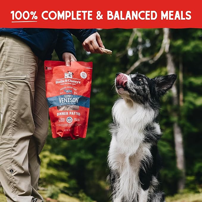 Stella & Chewy's Freeze Dried Raw Dinner Patties  Grain Free Dog Food, Protein Rich Simply Venison Recipe  25 oz Bag