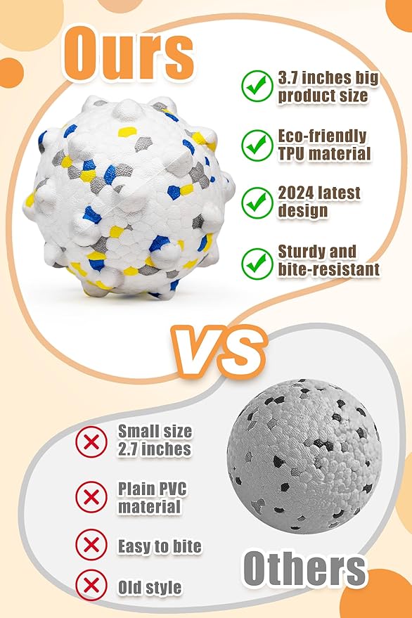 Upgrade Dog Balls for Aggressive Chewers, Indestructible Tennis Balls for Dogs, Durable Bouncy Dog Toy Balls, Interactive Dog Toys for Fetch Game, Lightweight Floating Dog Toys (4Pcs Small Size)