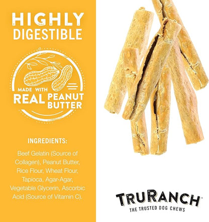 TRURANCH Collagen Rolls - 6" Collagen Rolls for Dogs - Long Lasting Healthy Joint Support Dog Treat - Rawhide Alternative - Skin & Coat Health - Made with Real Peanut Butter, 1 Bag, 4 Count