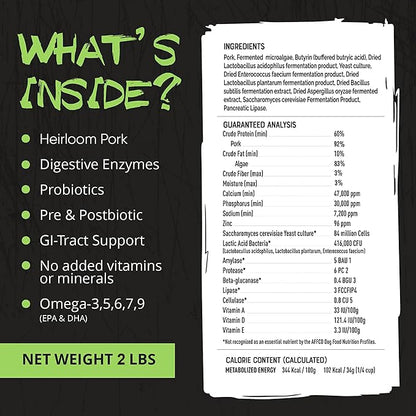 ROGUE PET SCIENCE Origins 5-in-1 Dog Supplement - Powdered Food Topper w/Natural Heirloom Pork Protein- Supports Healthy Digestion, Skin, and Coat - Helps Reduce Itching & Joint Inflammation (2 lbs)