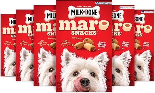 Milk-Bone MaroSnacks Dog Treats, Beef, 15 Ounce (Pack of 6) with Real Bone Marrow and Calcium