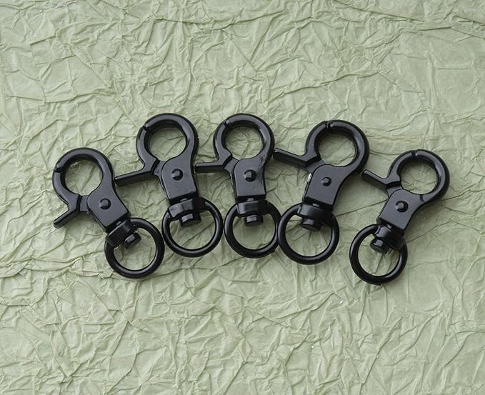 5 Pcs Dog Tag Clips with 5 Pcs 3/4 Inch Keychain 5 Pcs 1 Inch Keychain Multipurpose Metal Dog Tag Rings for Pet Kitten Cat Collars ID Holder Harnesses (Black)