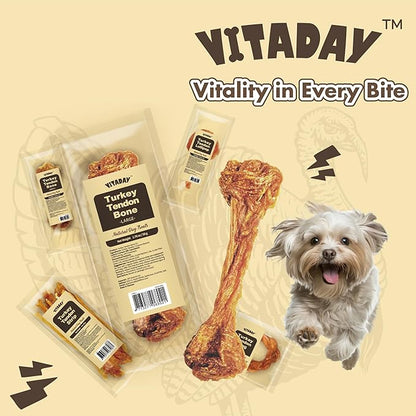 Turkey Tendon for Dogs, Turkey Treats Bone (L) 1 Unit per Pack, 100% Natural, USA-Sourced, High-Protein, Low-Fat, Long-Lasting Dog Chew, Rawhide Alternative, Hypoallergenic Puppy & Dog Treats