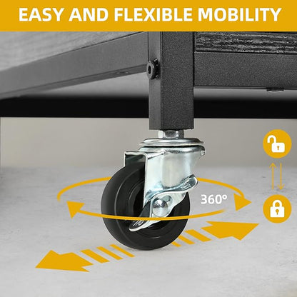 DWVO Dog Crate Furniture, 39 Inch Dog Kennel Indoor Furniture End Table for Dogs, Modern Decorative Wooden Cage with Wheels, Chew-Resistant, Dark Grey