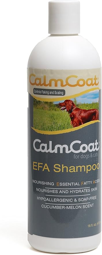 EFA Shampoo for Dogs Cats & Horses - Essential Fatty Acids Nourish & Moisturize - Hypoallergenic Soap Free & pH Balanced - Safe with Flea & Tick Topicals - 16 oz