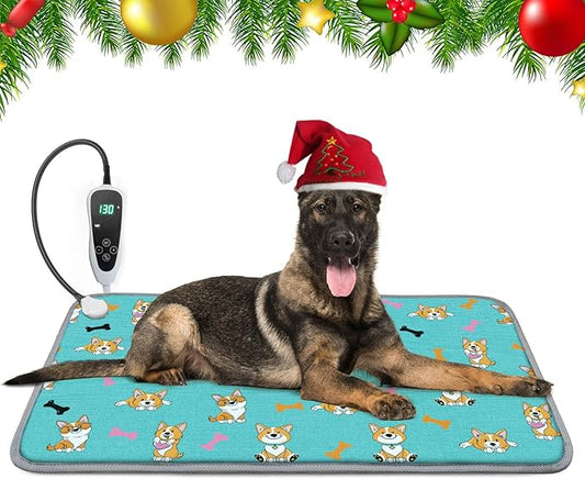 Dog Heating Pad 34x21in Waterproof Pet Heating Pad for Dogs Smart Thermostat Switch, Whelping Supplies Heated Dog Bed,Adding Wire Rope Wires Puppy Heating Pad Mat-Whelping Box for Dogs-Blue