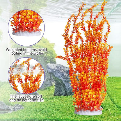 Hamiledyi Aquarium Plastic Plants Aquarium Decor Artificial Fish Tank Plants,Tall Fish Tank Decorations, Extra Large Aquarium Plant 23.6-inch Tall,2PCSï¼_range Style Bï¼