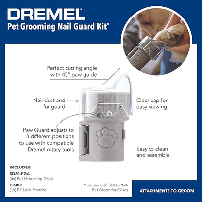 Dremel PawControl Dog Nail Grinder and Trimmer- Safe & Humane Pet Grooming Tool Kit & AT01-PGK Pet Grooming Nail Guard Attachment