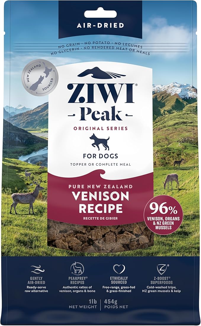 ZIWI Peak Air-Dried Dog Food  Venison - All Natural, High Protein, Grain Free, Limited Ingredient w/ Superfoods (16oz)
