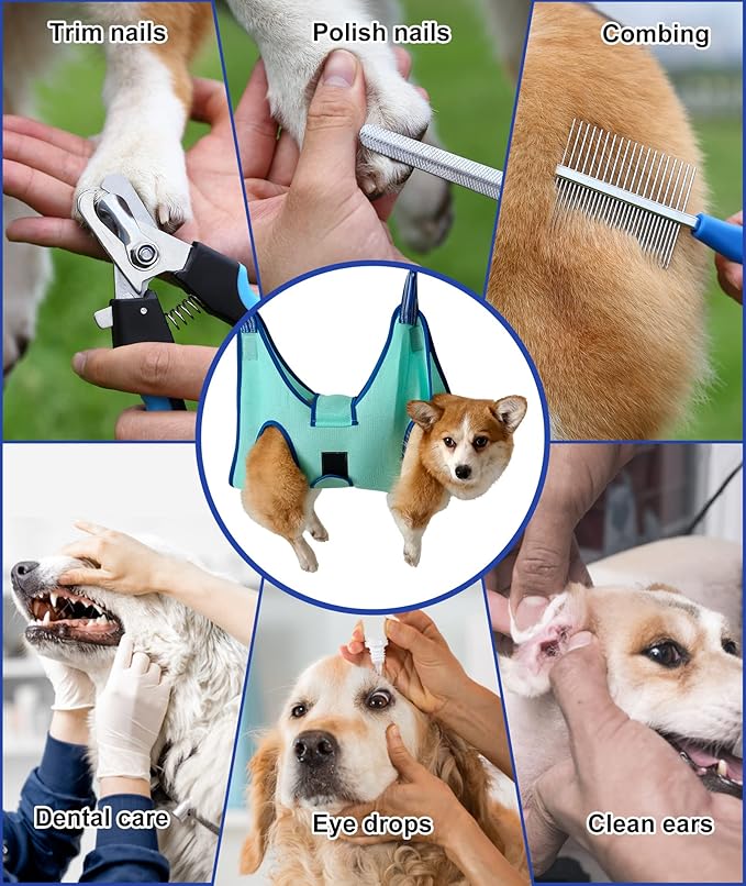 Dog Grooming Hammock, 2023 New Edition Medium Dog Hanging Harness Holder for Nail Clipping, Dog NailTrimming Cutting Hammock, Dog Grooming Sling Restraint Bag with Wide Strap Sewed