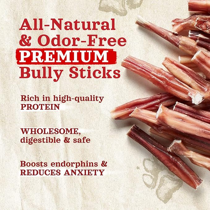 Natural Farm Odor Free Bully Sticks (4 Inch, 10 Pack) for Small & Medium Dogs - 100% Beef Chews for Pups, Non-GMO, Grain-Free, Fully Digestible Long Lasting Dog Treats