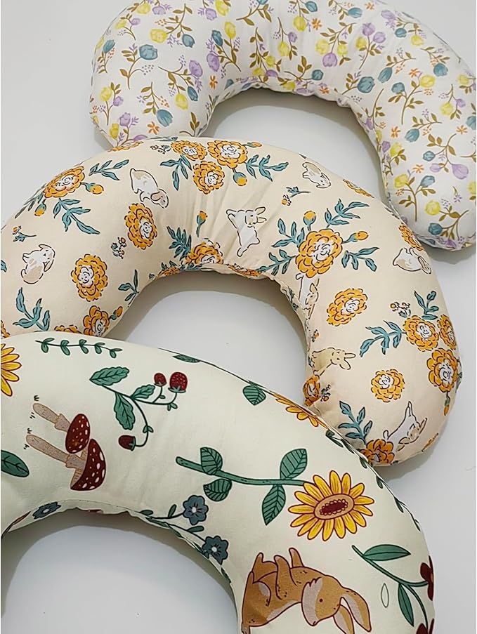 Pet Pillow Floral U-Shaped Pillow for Dogs, Soft Dog Neck Pillow, Small Animal Pillow for Cat Dog Raabits, Pet Neck Pillow for Upper Spine Calming Support (Yellow Flower Rabbit)