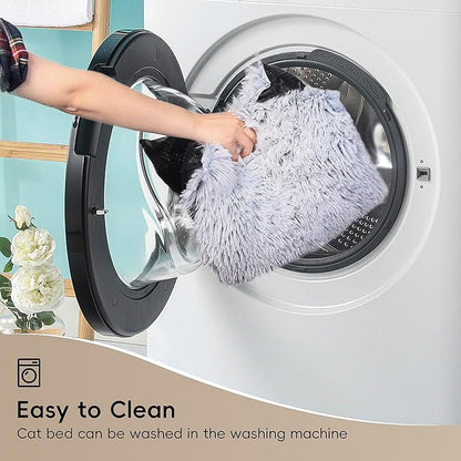 Extra Large Cat Tunnel Bed, 4 Ways Tunnels for Indoor Cats, Multi-cat Family Peekaboo Cave & Cat Bed, Plush Cat Donut with Washable Middle Mat, Exit Balls, Pet Play Toy for Kitten Puppy Rabbit