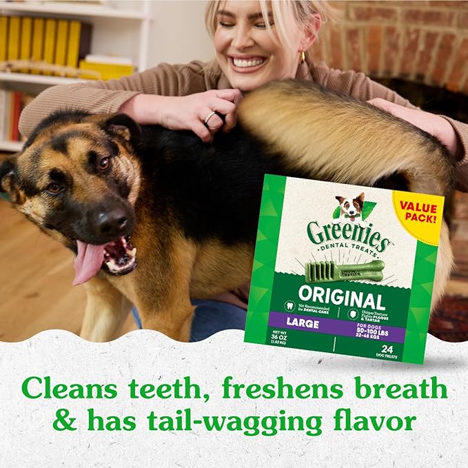 Greenies Large Dental Dog Treats, 3-Flavor Variety Pack, (3) 12 oz. Pouches, 24 Total Treats