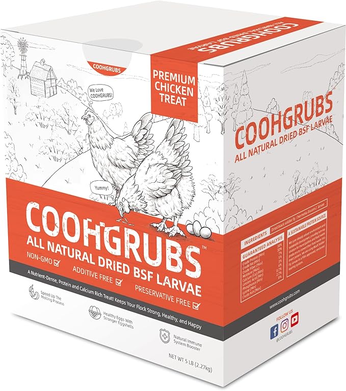 Dried Black Soldier Fly Larvae 5 lb - Non-GMO High-Calcium Worms for Chickens, Ducks & Wild Birds