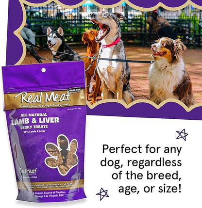 Real Meat Dog Treats - Three 12oz Bag of Bite-Sized Air-Dried Lamb & Liver Jerky for Dogs - Grain-Free Jerky Dog Treats Made up of 95% Human-Grade, Free-Range, Grass Fed Lamb - All-Natural Dog Treats