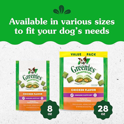 Greenies Smartbites Immune Support Crunchy & Soft Dog Treats, Chicken Flavor, 28 oz. Pack