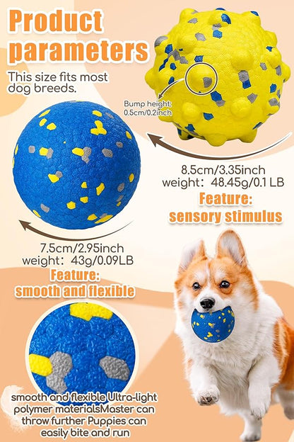 Dog Balls for Aggressive Chewers, Indestructible Dog Tennis Balls, Durable Bouncy Dog Toy Balls, Dog Balls for Teething, Interactive Dog Toys for Fetch Game (4 Pcs Large Size)