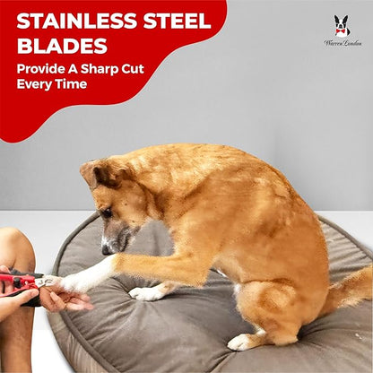 Warren London Dog Nail Clippers  Strong Enough for All Dog Sizes | Stainless Steel Blade | Ergonomic Grip | Nail Safety Guard | Professional Grooming Tool