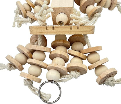 Dye-Free Block & Knot Chewing Toys for Medium and Large Parrots - Natural Wooden Bird Toys for Parakeet, Conures, Cockatiels, African Greys, Cockatoos, Amazon Parrots, Quakers