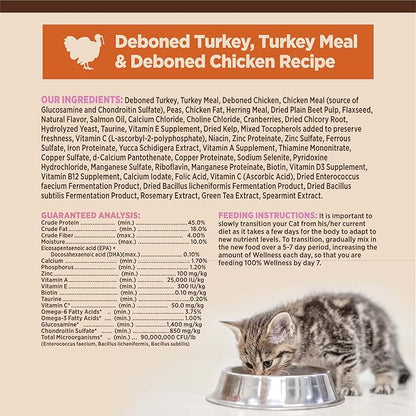 Wellness CORE Kitten Dry Cat Food for Indoor & Outdoor Cats, Grain Free, Natural, Original Turkey, Turkey Meal and Chicken (5 Pound Bag)