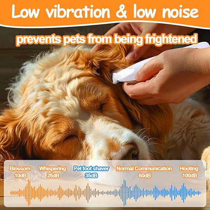 AIERSA Pet Micro Precision Trimmer, Dog Paw Trimmer with LED Light,Quiet Pet Hair Trimmer,Waterproof Pet Shaver for Grooming,Electric Paw Clippers for Large/Small Dogs and Cats