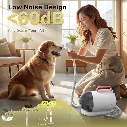 Dog Grooming Kit,15000Pa Powerful Dog Hair Vacuum Cleaner with Clipper,7 in 1Brush Vacuum Cleaner, Extra Set of Electric Pet Hair Clipper,3L Dust Collection Box