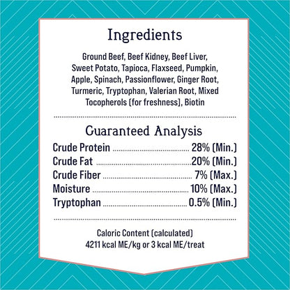 Stewart Freeze Dried Dog Treats, Zen Beef & Pumpkin, Anxiety Relief, Grain Free, 8 Ounce Resealable Pouch, Made in USA