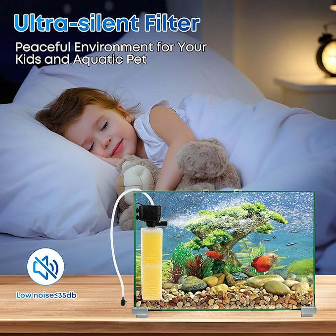 320GPH Aquarium Filter for 40-100 Gallon Fish Tank-4-in-1 Submersible Internal Filter with Biochemical Filtration,Powerful Water Pump,Air Supply, and Wavemaker for Large Tanks and Ponds