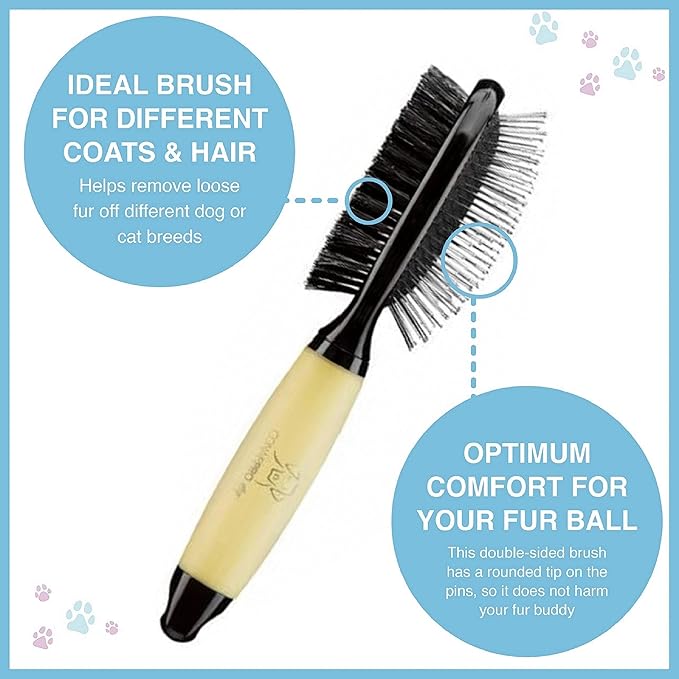 CONAIRPROPET 2-Sided Dog Brush for Shedding, 2-in-1 Pin and Bristle Brush