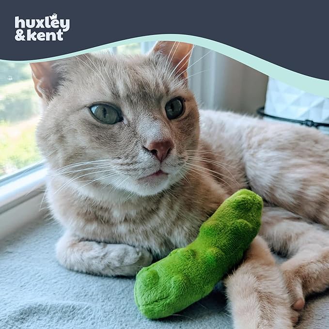 Huxley & Kent Plush Cat Toy - Interactive Catnip Toy for Cats & Kittens - Soft with Crinkle & Catnip - Fun Indoor Play - Pickle