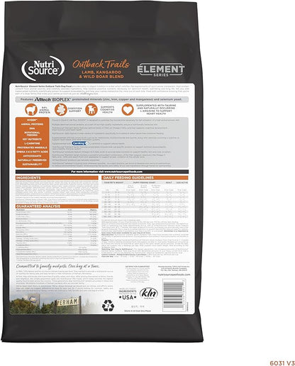 NutriSource Element Series Outback Trails Dry Dog Food, Lamb, Kangaroo and Wild Board, 4LB