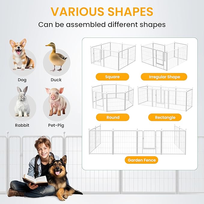Dog Playpen 32 Inch 8 Panels, Ideal Dog Fence for Small/Medium Dogs Indoor & Outdoor Bliss, Perfect Dog Pen for Camping, Yard, RV, Garden Fence, White