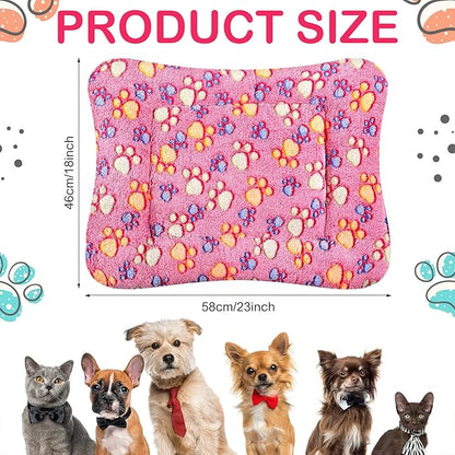 4 Pack Ultra Soft Dog Cat Bed Mat with Cute Prints Reversible Fleece Dog Crate Kennel Pad Cozy Washable Thickened Hamster Guinea Pig Pet Bed Mat for Small Animals(23 x 18 Inches,Vivid Color)