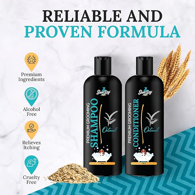605Products Premium Dog Shampoo & Conditioner - Gentle Formula for Itchy & Sensitive Skin, Puppy Odor Eliminator, Natural Moisturizer (10oz)- Oatmeal