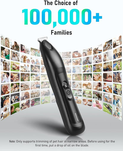 Dog Paw Trimmer with LED Light, Rechargeable Cordless Dog Clippers with Wider Blade for Grooming Pet's Paw Pad, Low Noise 2 Speed Electric Cat Hair Shaver for Small Areas