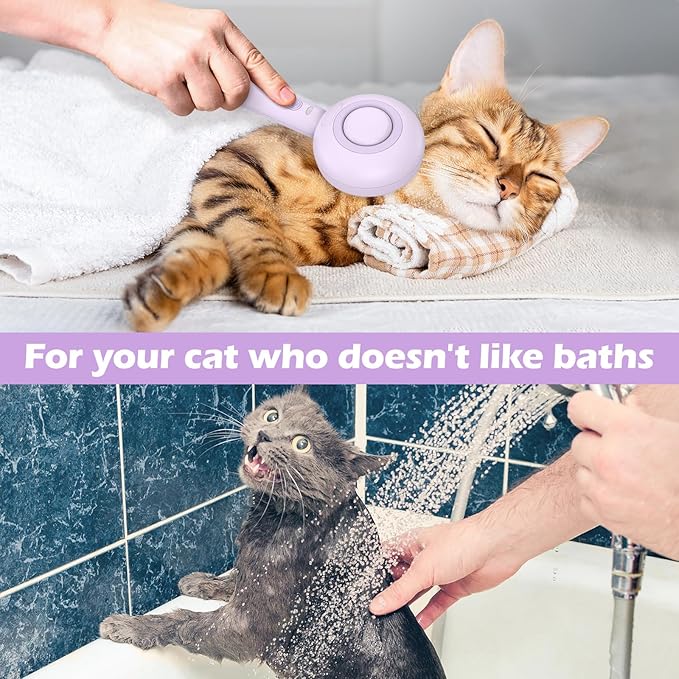 Cat Steam Brush, 3 In 1 Steam Cat Brush with Release Button and Tank, Cat Brush for De-shedding that Effectively Remove Knots and Loose Hair, Cat Brush with Steam for Long and Short Hair Dogs and Cats