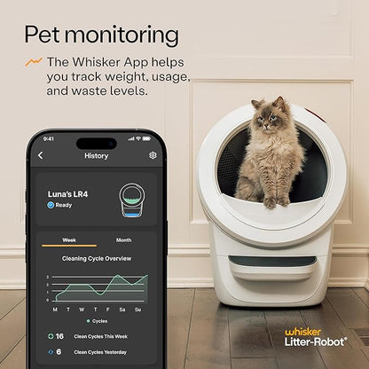 Litter-Robot 4 Supply & Accessory Bundle by Whisker, White- Automatic Self-Cleaning Cat Litter Box, Includes Litter-Robot 4, Ramp, Mat, 3 OdorTrap Packs, 10 Liners, 30 Wipes, & 2 Carbon Filters