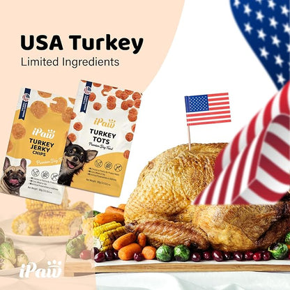 Turkey Dog Treats for Puppy Training, All Natural Human Grade Dog Treat, Ingredient Sourced from USA, Hypoallergenic, Easy to Digest (Turkey Chips)