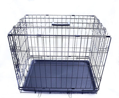 Durable, Foldable Metal Wire Dog Crate with Tray, Single Door, 24 x 16.7 x 19 Inches, Black